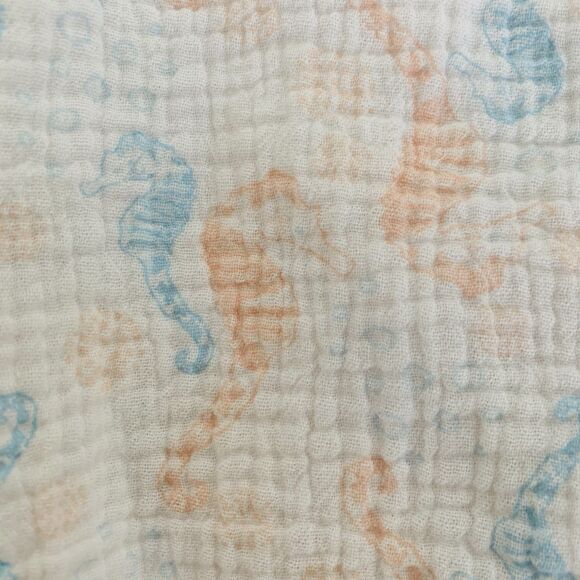 Chick Pea Bubble Romper Baby Girl 3-6 Months Seahorse White Muslin Gauze Cotton - Picture 3 of 4
